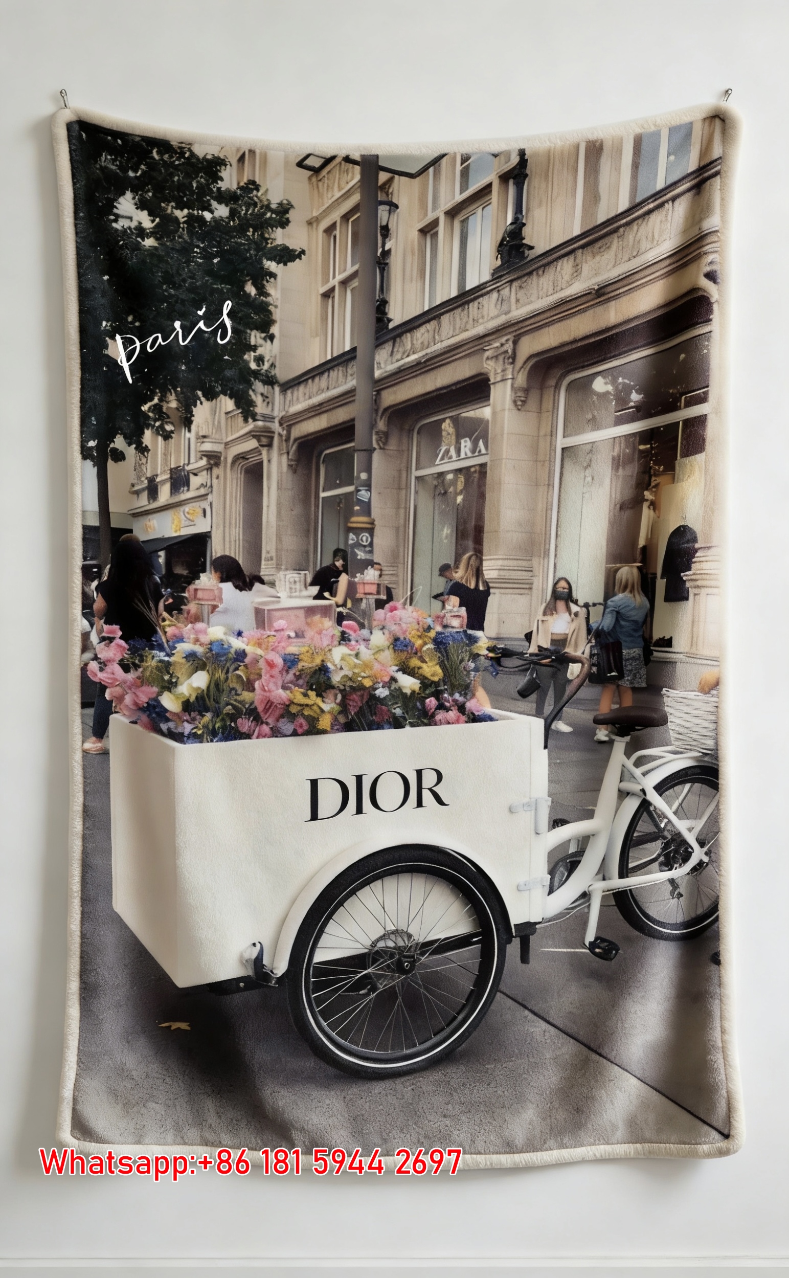 Dior Paris Flower Cart Flannel Throw Blanket D158